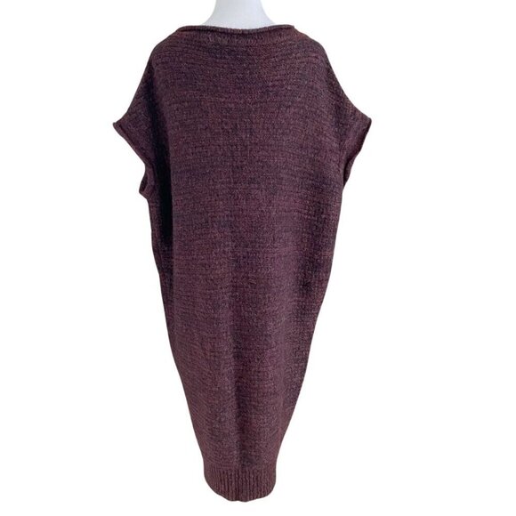 SARAH PACINI BURGUNDY WOOL MOHAIR BLEND BOAT NECK OVERSIZED TUNIC DRESS - XS - Picture 3 of 8